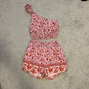 Lulus One Shoulder Two Piece Shorts Set